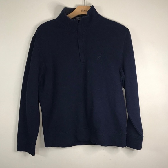 Nautica navy blue quarter-zip ribbed sweatshirt - Picture 5 of 10